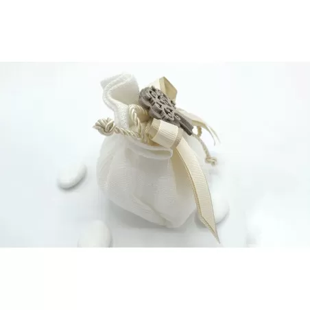 Sacchetto matrimonio 4016 Fagotto Linea Cotone Garza panna con albero - 2