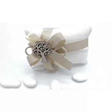 Sacchetto matrimonio 4017 Busta lettera grande Linea Cotone Garza panna con albero - 1