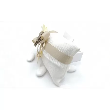 Sacchetto matrimonio 4017 Busta lettera grande Linea Cotone Garza panna con albero - 2