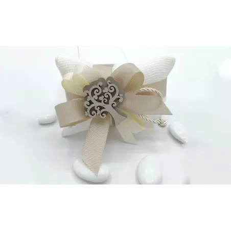 Sacchetto matrimonio 4018 Busta lettera piccola Linea Cotone Garza panna con albero - 1