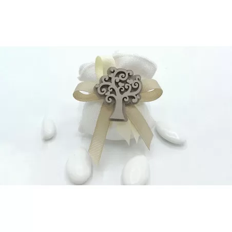 Sacchetto matrimonio 4020 Busta piccola Linea Cotone Garza panna con albero - 1