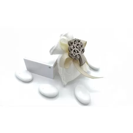 Sacchetto matrimonio 4020 Busta piccola Linea Cotone Garza panna con albero - 2