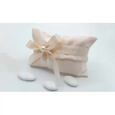 Sacchetto matrimonio 4034 Busta lettera grande Linea raso cipria con perla - 1