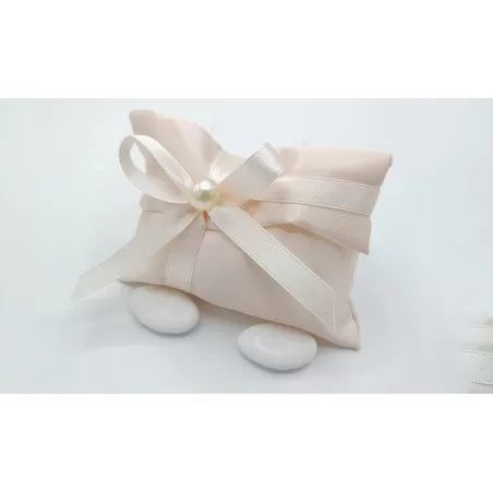 Sacchetto matrimonio 4035 Busta lettera piccola Linea raso cipria con perla - 1