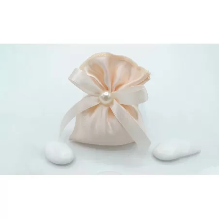 Sacchetto matrimonio Busta piccola Linea raso cipria con perla - 1