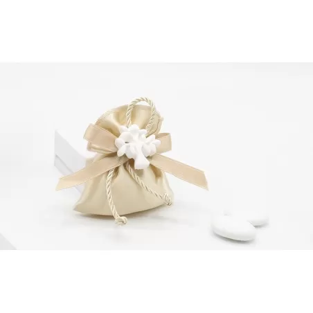 Sacchetto matrimonio Sacchetto piccolo Linea raso ecrù con albero - 1