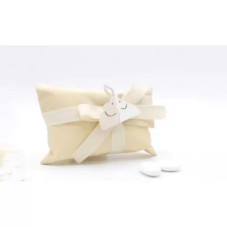 Sacchetto matrimonio 4043 Busta lettera grande Linea taffetà ecrù con coppia elefanti - 1