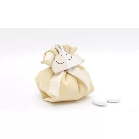 Sacchetto matrimonio 4045 Fagottino Linea taffetà ecrù con coppia elefanti - 1