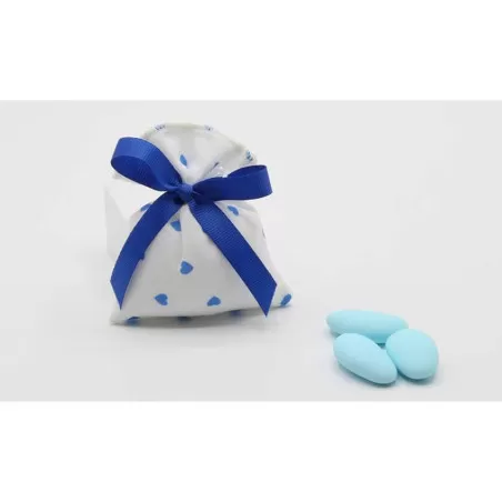 Sacchetto nascita e battesimo bustina cuori celeste Liete Creazioni - 1