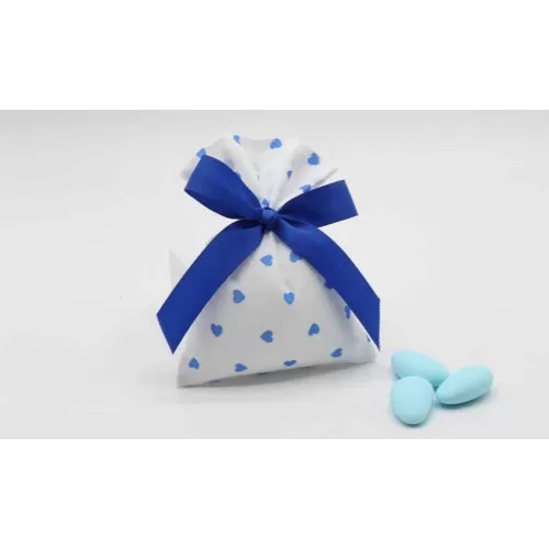 Sacchetto nascita e battesimo busta cuori celeste Liete Creazioni - 1