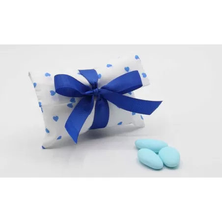 Sacchetto nascita e battesimo busta lettera cuori celeste Liete Creazioni - 1