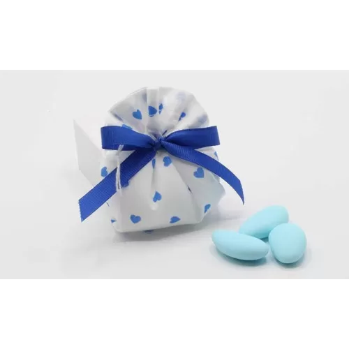 Sacchetto nascita e battesimo fagottino con cuori celeste Liete Creazioni - 1