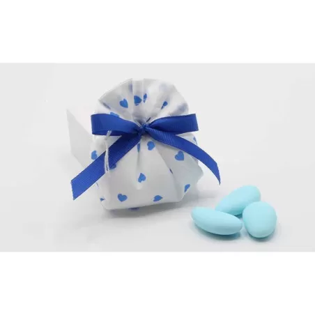 Sacchetto nascita e battesimo fagottino con cuori celeste Liete Creazioni - 1