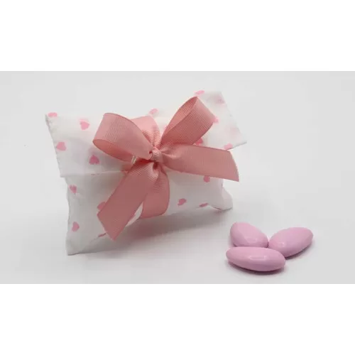 Sacchetto nascita e battesimo busta lettera cuori rosa Liete Creazioni - 1