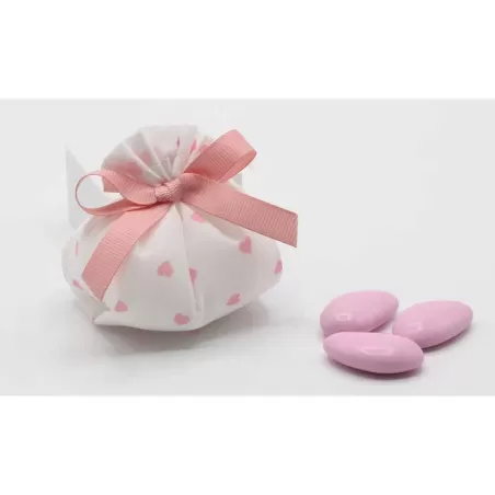 Sacchetto nascita e battesimo fagottino con cuori rosa Liete Creazioni - 1