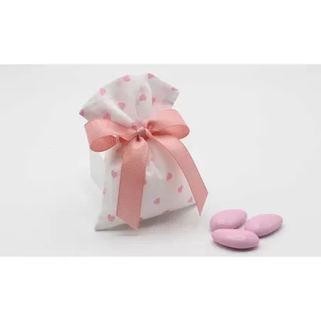 Sacchetto nascita e battesimo busta cuori rosa Liete Creazioni - 1