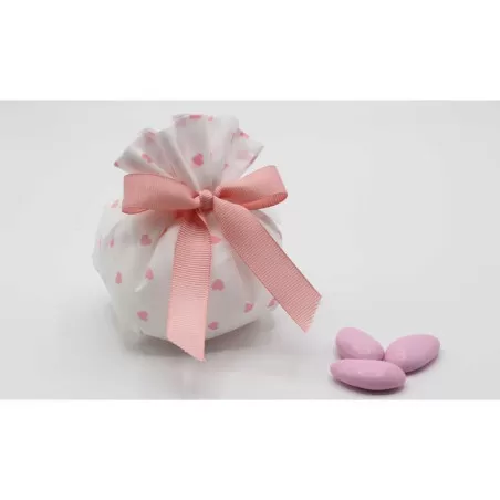 Sacchetto nascita e battesimo fagotto con cuori rosa Liete Creazioni - 1