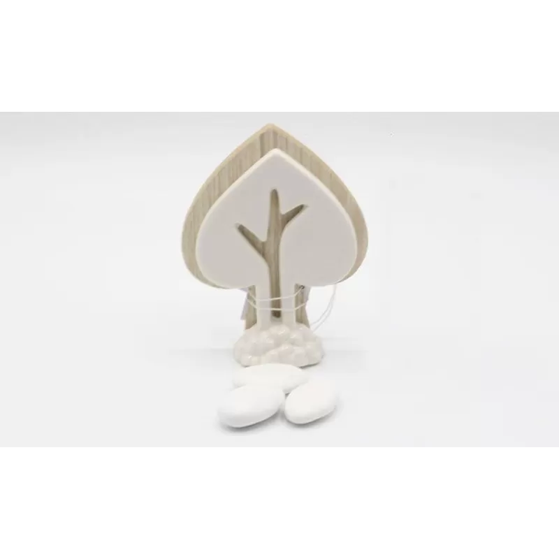 Bomboniera matrimonio linea 2 elle L18149 albero in legno e porcellana Linea elle - 1