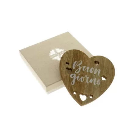 Bomboniera matrimonio solidale quadrifoglio linea sofia sottomoka cuore in legno Quadrifoglio - 1
