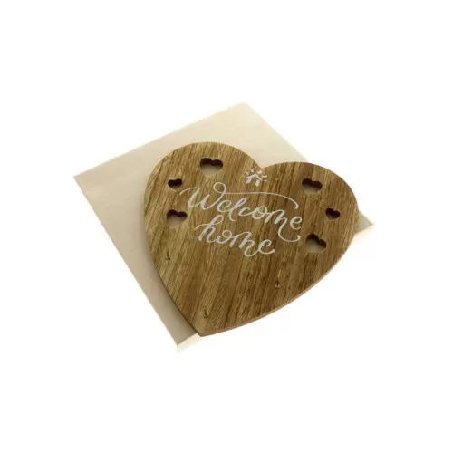 Bomboniera matrimonio solidale quadrifoglio linea sofia portachiavi cuore in legno Quadrifoglio - 1