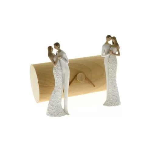 Bomboniera matrimonio solidale quadrifoglio linea lina coppia sposi 2 assortiti Quadrifoglio - 1