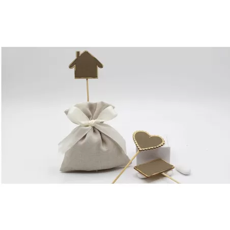 Sacchetto matrimonio busta tortora con lavagnette assortite - 1