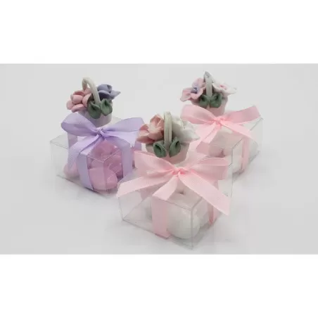 Bomboniera matrimonio outlet cesto con fiori assortiti in ceramica - 1
