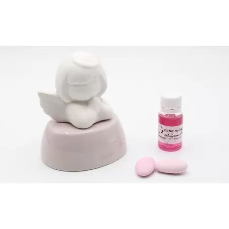 Bomboniera nascita e battesimo profumatore rosa con angelo - 1