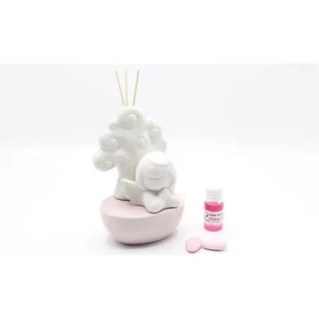 Bomboniera nascita e battesimo profumatore rosa con angelo e albero - 1
