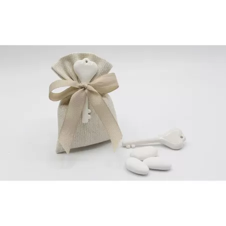 Bomboniera matrimonio chiave a cuore bianca Infinito - 1