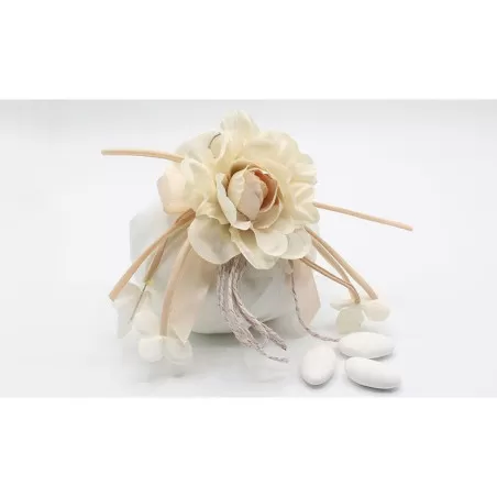 Sacchetto matrimonio bustone con tondo lino e rosa cipria Infinito - 1