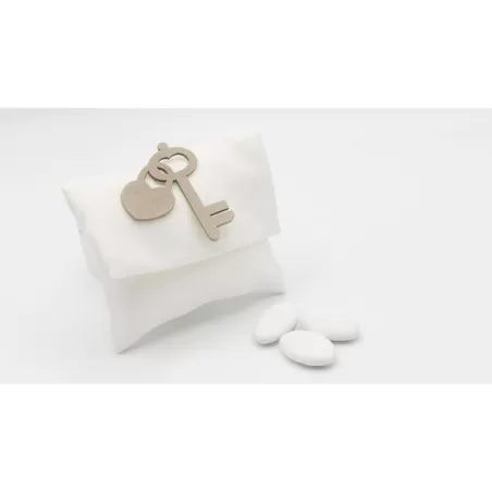 Sacchetto matrimonio busta lettera bianca con chiave e cuore - 1