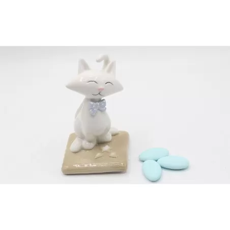 Bomboniera Nascita e Battesimo ilary queen gatto fiocco azzurro su cuscino Ilary Queen - 2