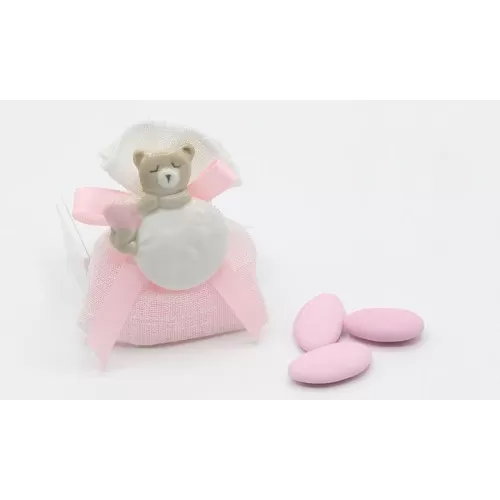 Bomboniera Nascita e Battesimo ilary queen orsetto su mappamondo magnete rosa Ilary Queen - 1