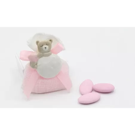 Bomboniera Nascita e Battesimo ilary queen orsetto su mappamondo magnete rosa Ilary Queen - 1