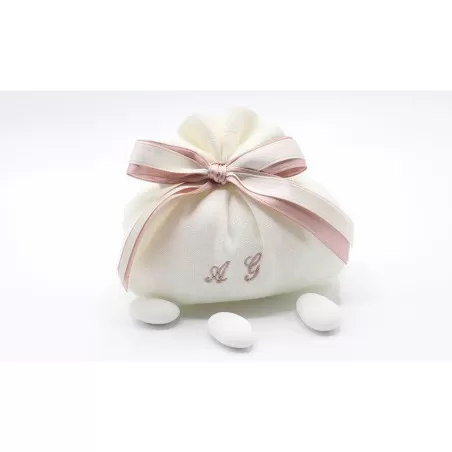 Sacchetto matrimonio fagotto lino panna e iniziali Liete Creazioni - 1