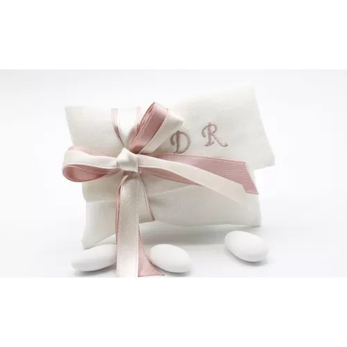 Sacchetto matrimonio busta lettera lino panna e iniziali Liete Creazioni - 1