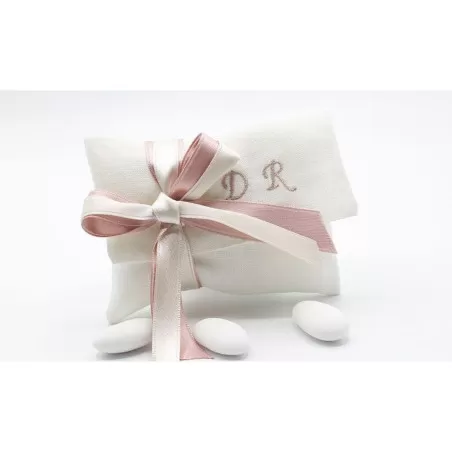 Sacchetto matrimonio busta lettera lino panna e iniziali Liete Creazioni - 1