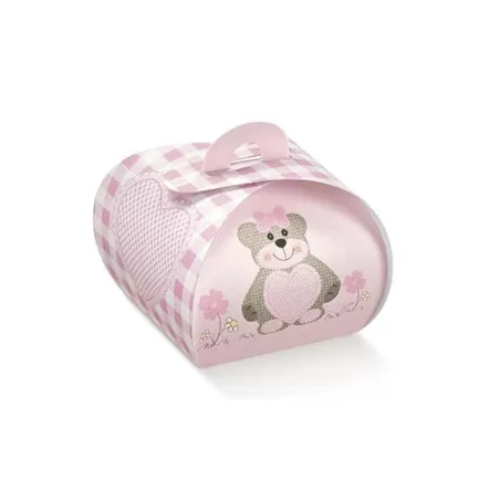Scatolina portaconfetti bauletto ted orso rosa 14964 Scotton - 1