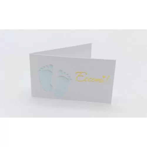 Confezione 20 bigliettini per nascita con piedini celeste Alessia Partecipazioni - 1