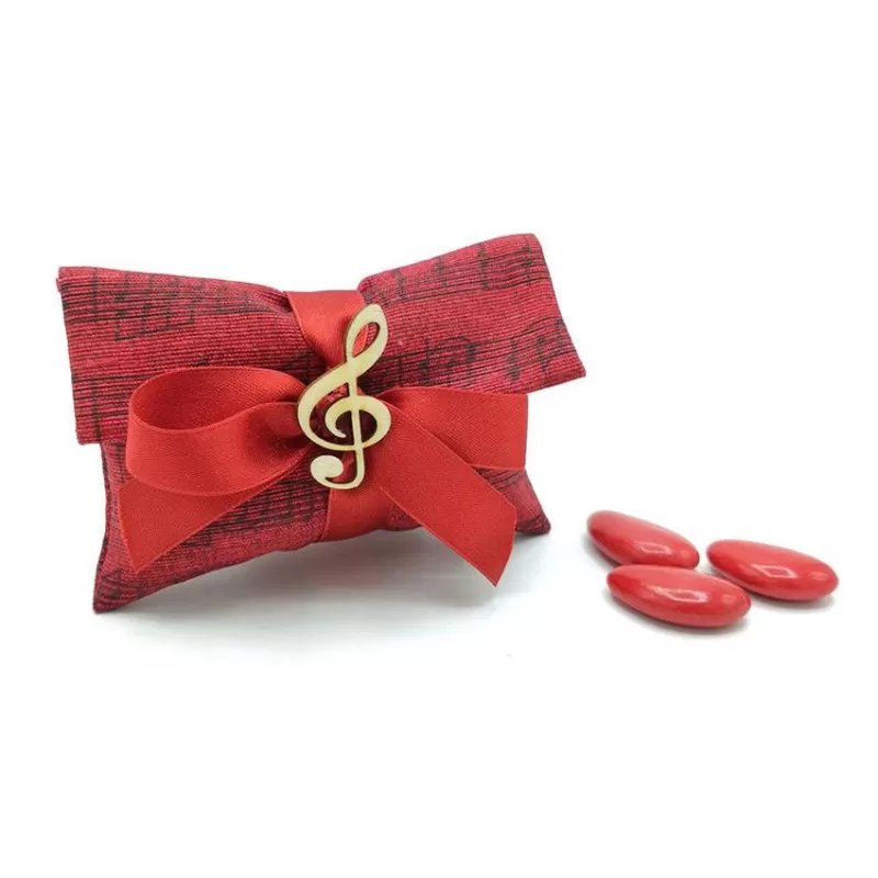Sacchetto laurea note musicali rossa busta lettera piccola Liete Creazioni - 1