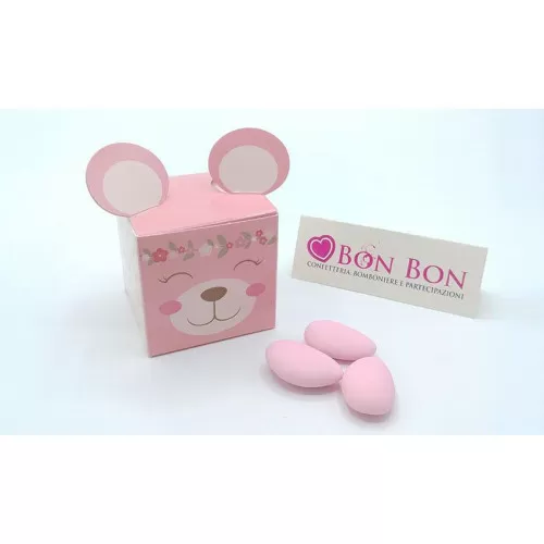 Scatolina portaconfetti orsetta cubo rosa Scotton - 1