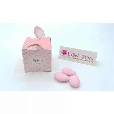 Scatolina portaconfetti orsetta cubo rosa Scotton - 2