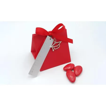 Bomboniera laurea e diploma scatolina con righello e tocco Margot - 1