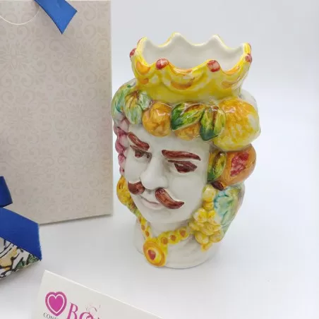 Bomboniera matrimonio siciliana testa di moro uomo colorata 2 - 2