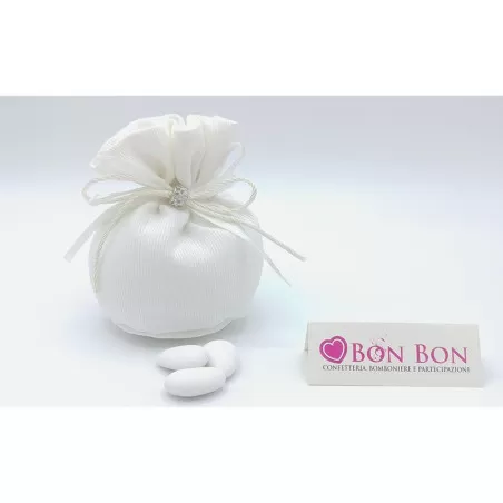 Sacchetto matrimonio bustone panna con charm - 1