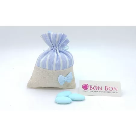 Sacchetto nascita e battesimo sacchetto bimbo con applicazione fiocco in gesso - 1