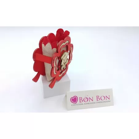 Scatolina porta confetti prima laurea quadrifoglio legno - 2