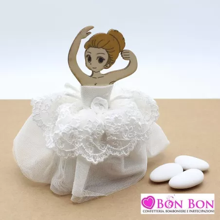 Scatolina porta confetti prima comunione ballerina con tutu - 1