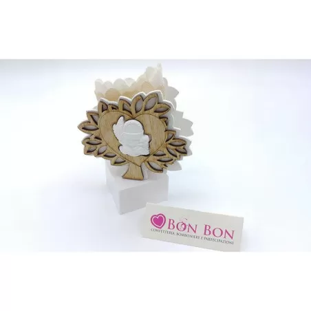 Scatolina porta confetti prima comunione albero legno con simbolo calice - 1